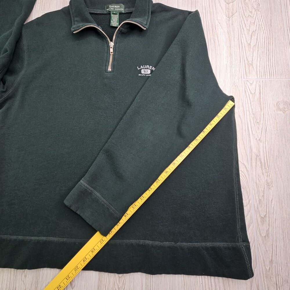 Lauren Ralph Lauren Shirt Women's Large Hunter Green 1/4 Zip Long Sleeve Fleece - Picture 3 of 7